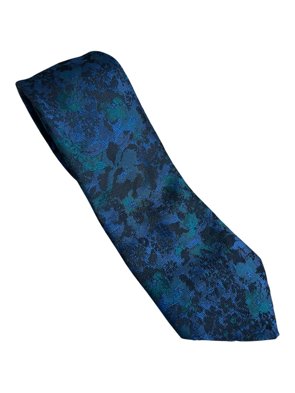 The Aristocrat Cravat Vintage Made In Canada Floral Tie Blue & Teal